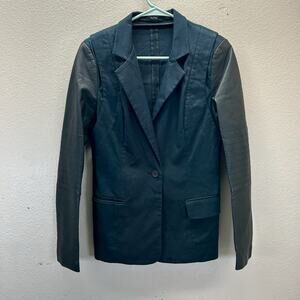 CUT25 Yigal Azrouel black leather biker moto style jacket Blazer Mixed Media 4